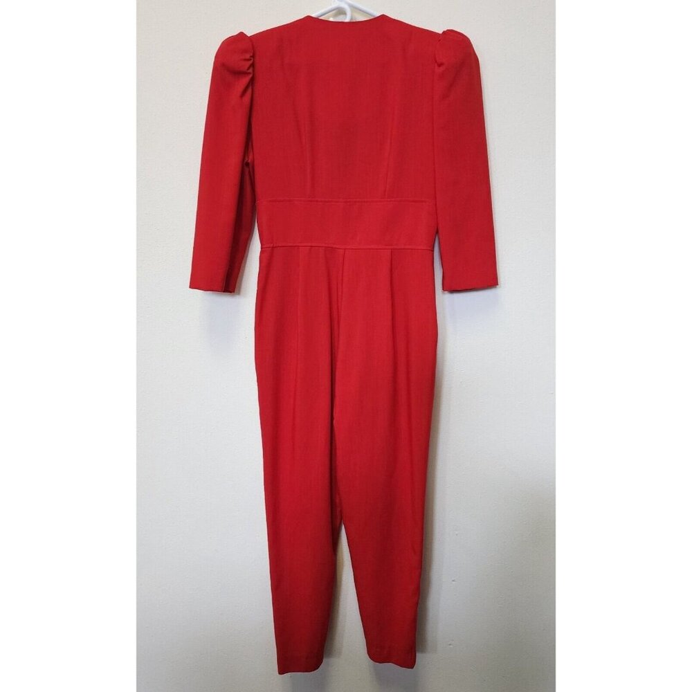 Vintage 1980s Pantsuit First Focus Red 13/14 Sailor Structured Maximalist Retro - Picture 7 of 16